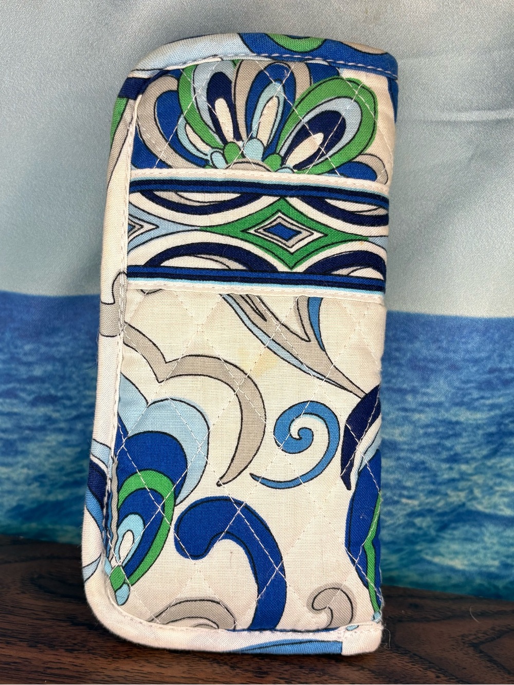 Vera Bradley Quilted Eyeglasses or Pencil Pouch in Mediterranean White
